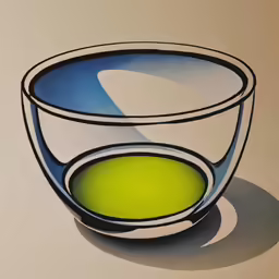 a black and white drawing of a bowl of green food