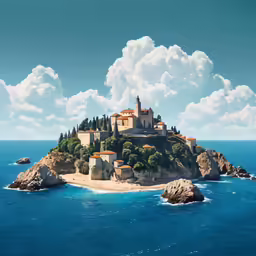 an island in the middle of a blue ocean