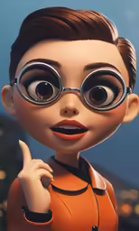 an animation style boy with round glasses and black hair