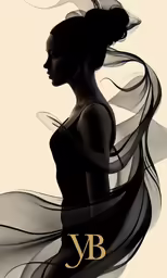 a woman with long flowing hair and black dress