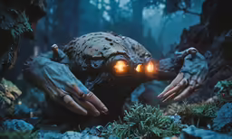 a creepy looking creature with glowing eyes