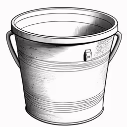 a bucket with handles in a black and white drawing