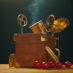 a piece of furniture and some red tomatoes and spoons
