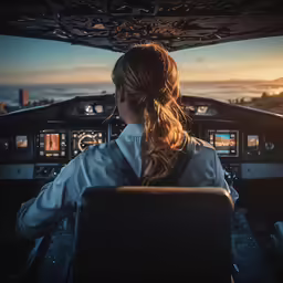 the pilot is sitting in the cockpit of an airplane