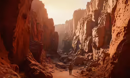 a person standing in an area that appears to be very barren