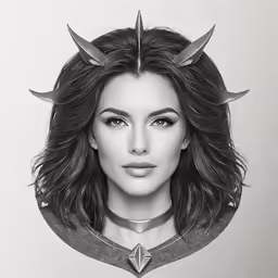 the digital drawing of a woman wearing horns