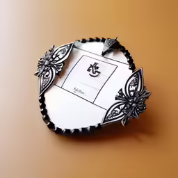 an ornament is cut out of white paper with a black pattern