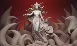this statue has been created to resemble the woman standing in the center of an area