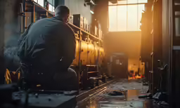 a man is working in his shop by himself