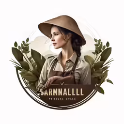 a woman in a straw hat with leaves around her