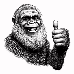 an ink drawing of a gorilla giving a thumbs up