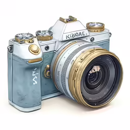 a very big camera on a white surface