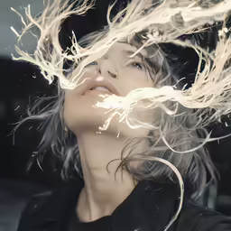 a woman is shown blowing her hair