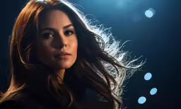 a close up of a person with wavy hair