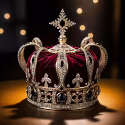 a crown sits on top of a table