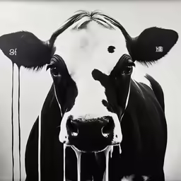 an image of a cow with horns sticking out of his head