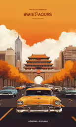the poster for a movie showing a vintage car