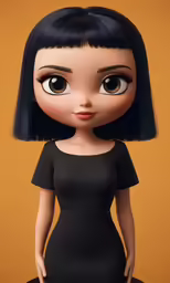 a digital doll wearing a black dress