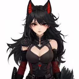 a young girl wearing a devil outfit and black hair