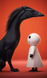 a pony is next to a man with a toy horse