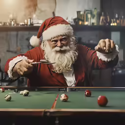 santa clause eating candy and holding a fork