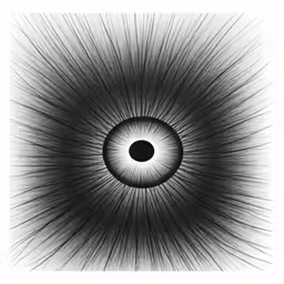 a large black and white art piece on display