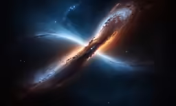 a black hole with a bright orange and blue swirl