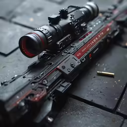 a camera on top of an empty rifle