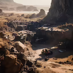 view of the sandy terrain and cliffs near the beach