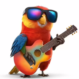 an image of a parrot playing a guitar