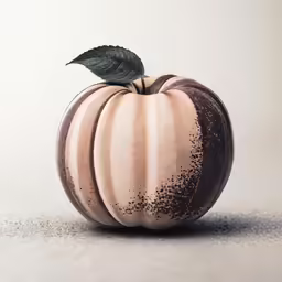 a ceramic piece of a pumpkin on a white surface