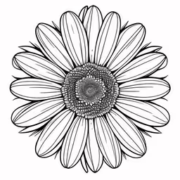 a drawing of a large sunflower on a white background,the sunflower is drawn with a pen and ink,a large sunflower with intricate designs on it,a sunflower drawing with the center of a black and white flower,a flower that is drawn on top of a sheet