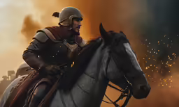 the man is riding on top of a horse