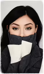 a woman holding her face under a piece of cloth