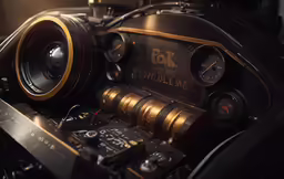 an old fashioned video camera with a gold handle
