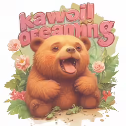 the cartoon bear is smiling and has its paws crossed
