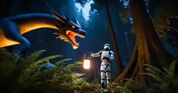 a scene with a dark - haired dragon and star wars trooper