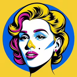 an abstract painting of a woman with bright blue eyes and yellow background,the art work of pop art is very famous in all of us, but it appears to have changed so now