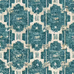 a blue and beige pattern with ornate details