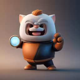 an animated animal character with a light up hand