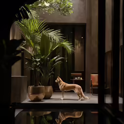 a dog is looking at the view from outside