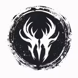 an animal logo with a large white antelope on it