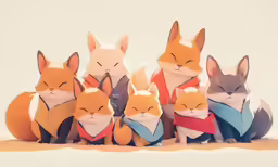 some cute cats are posed together in some paper