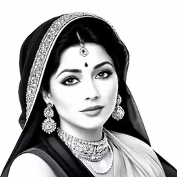 a black and white photo of a woman wearing a necklace
