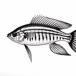 a black and white photo of a fish