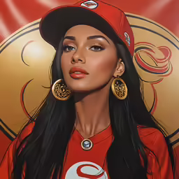 an illustration of a woman in a red hat