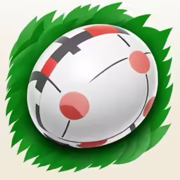 a white ball with red spots sitting on a green leaf