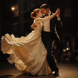 couple dancing together in a large room