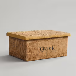 an empty corked box with the word epbook written on the lid