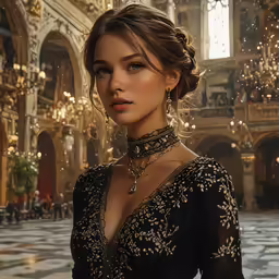 a woman is shown in a very elaborate setting